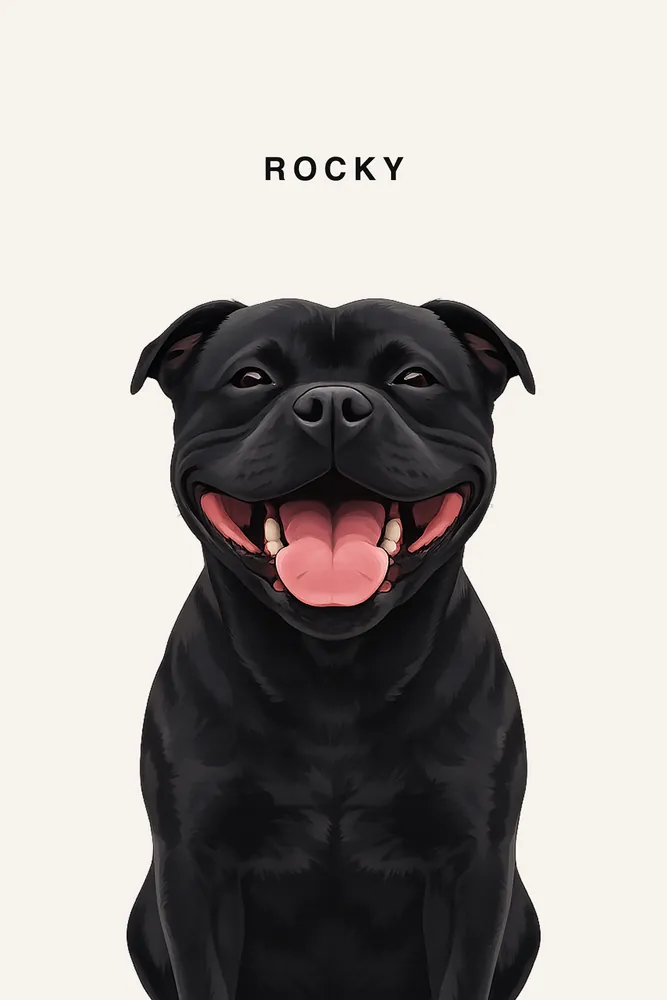Memorial pet portrait of Rocky